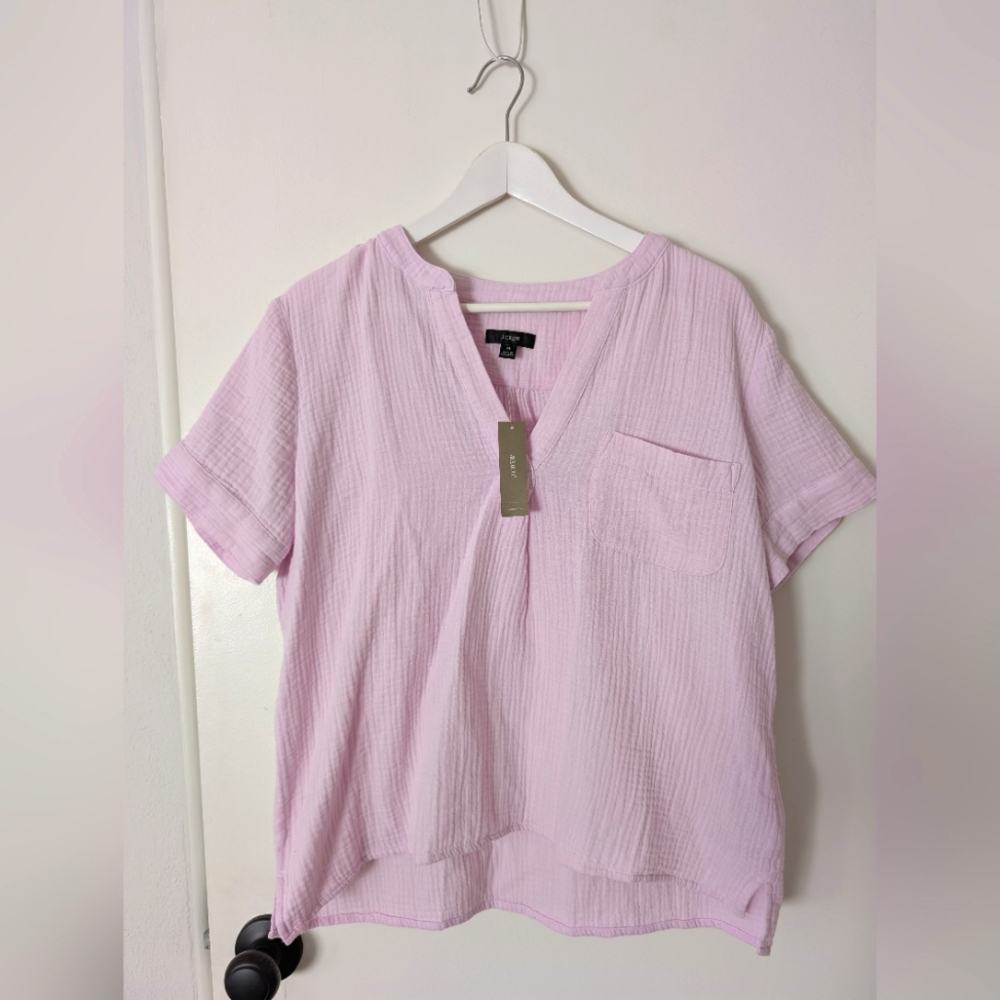 J.Crew v-neck double-gauze short sleeve popover top (NWT)